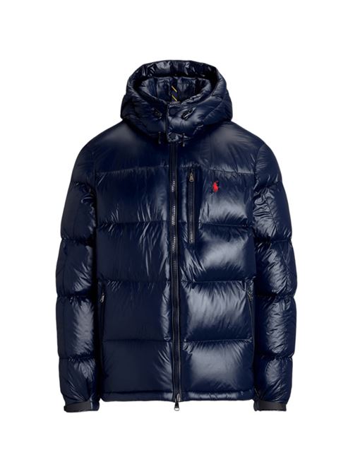 Piumino da uomo con cappuccio staccabile e finitura glossy, colore navy POLO RALPH LAUREN | 710968281002